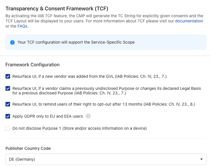 Framework Settings
