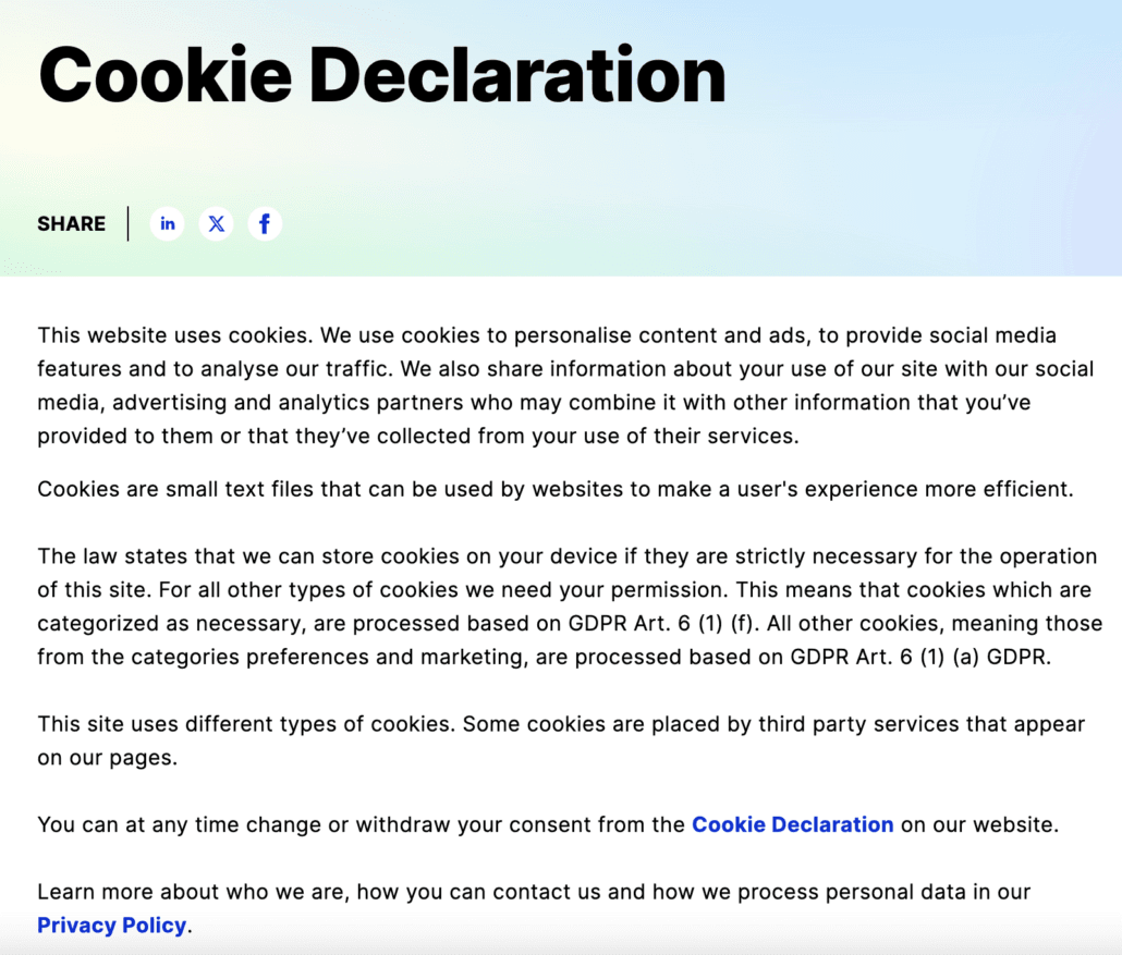 Cookie Declaration