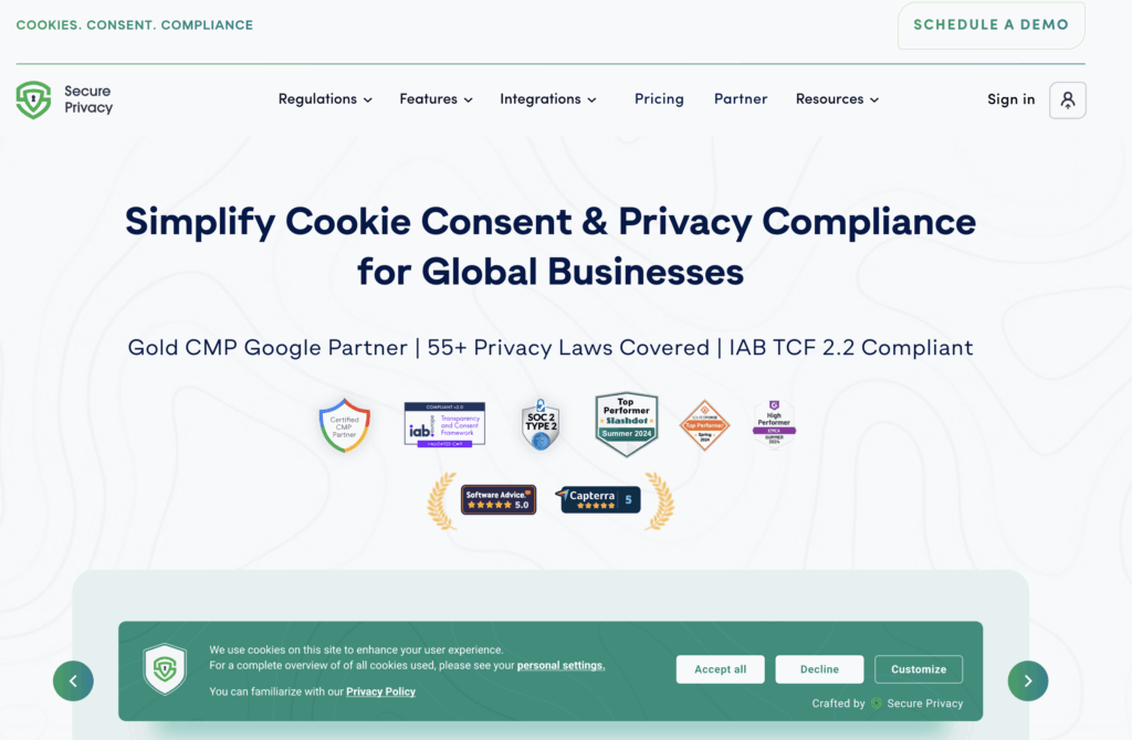 Homepage of Secure Privacy