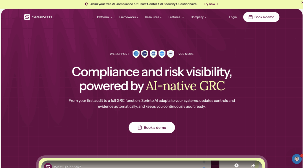 Sprinto homepage
